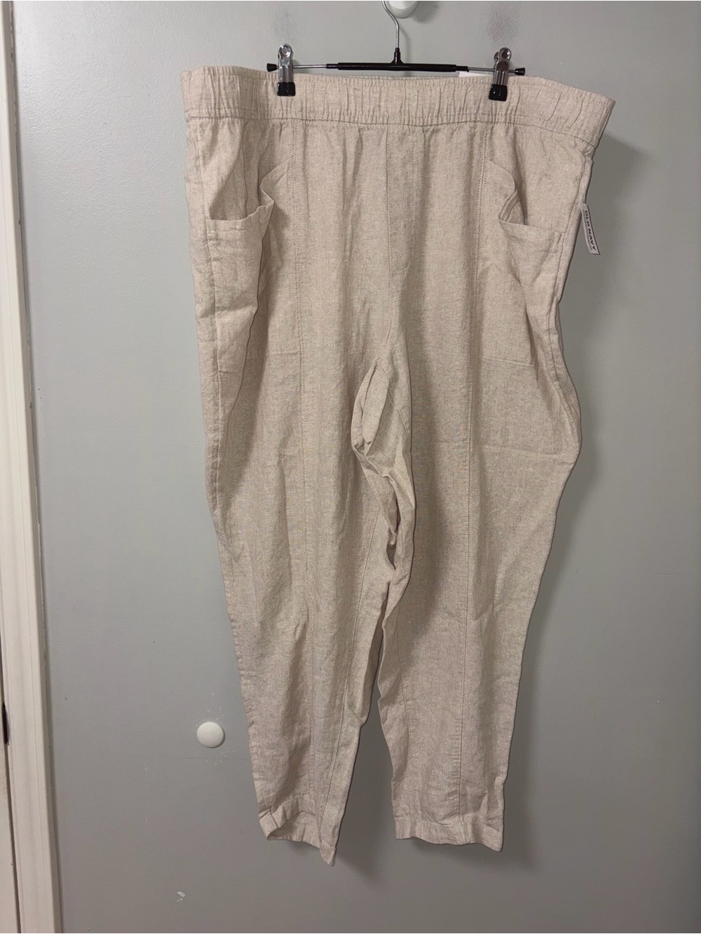 Old Navy Beige Linen Blend High Rise Straight Taper Cropped Pants NWT Sz 2X